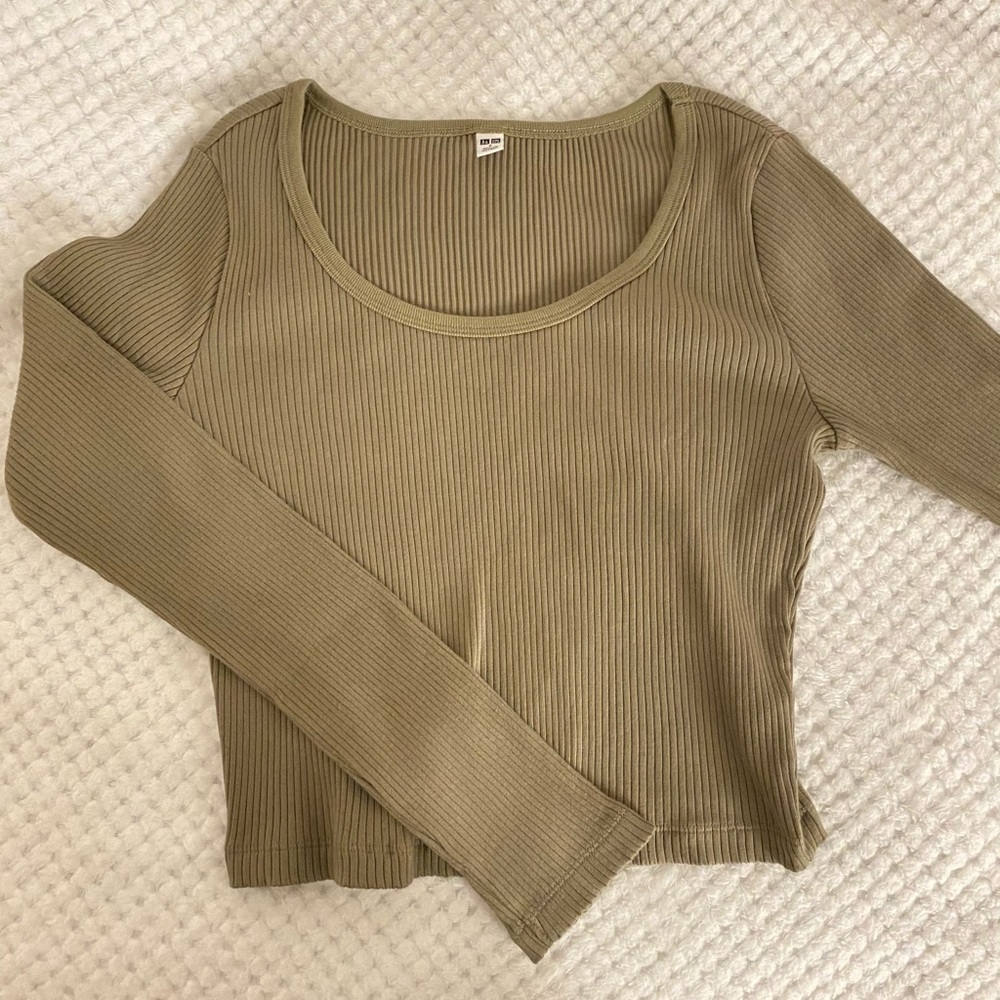 Olive green long sleeve top